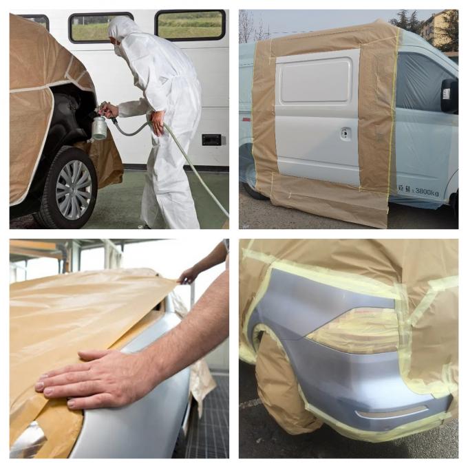 Biodegradable Auto Painting Cover Kraft Paper Pre Taped Film Masking ...
