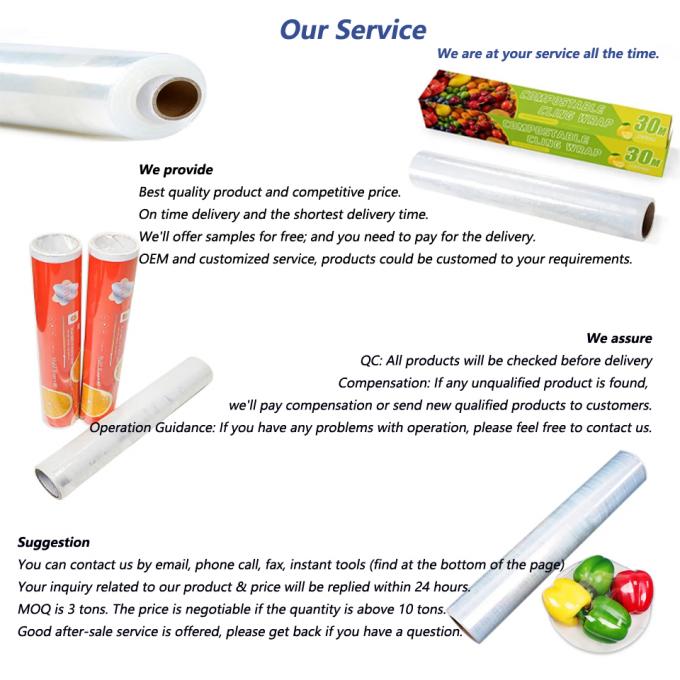 Food Grade Clear PE Cling Film Food Wrap Preservative Film With Slider