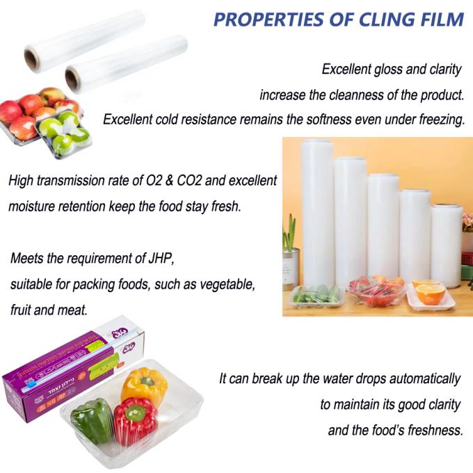 Food Grade Clear PE Cling Film Food Wrap Preservative Film With Slider