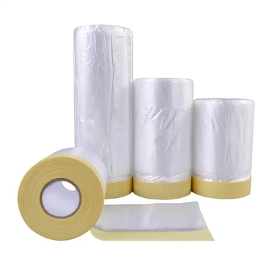 HDPE Pre Taped Masking Film Indoor Outdoor Protective Plastic Film Paint Usage