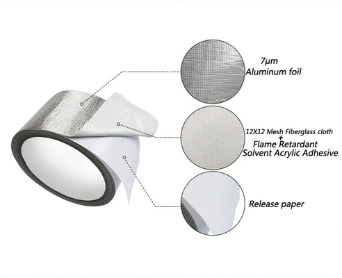 Utility Grade Aluminum Tape Waterproof Flame Retardant HVAC Foil Fiberglass Fabric Tape